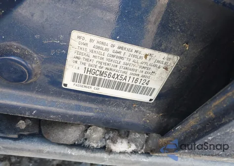 2005 Honda Accord 2.4 Lx z USA, uszkodzony, nr VIN 1HGCM564X5A116124